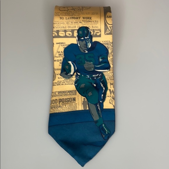 Spencer Lowe necktie vintage football themed - Picture 1 of 4